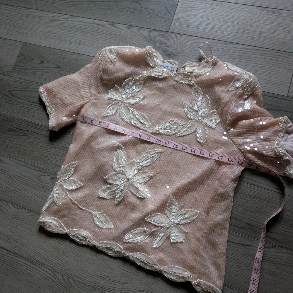 Stenay‎ Vintage 80s Glam Pink Sequin Two Piece Top Skirt Set Size Medium - Picture 6 of 16